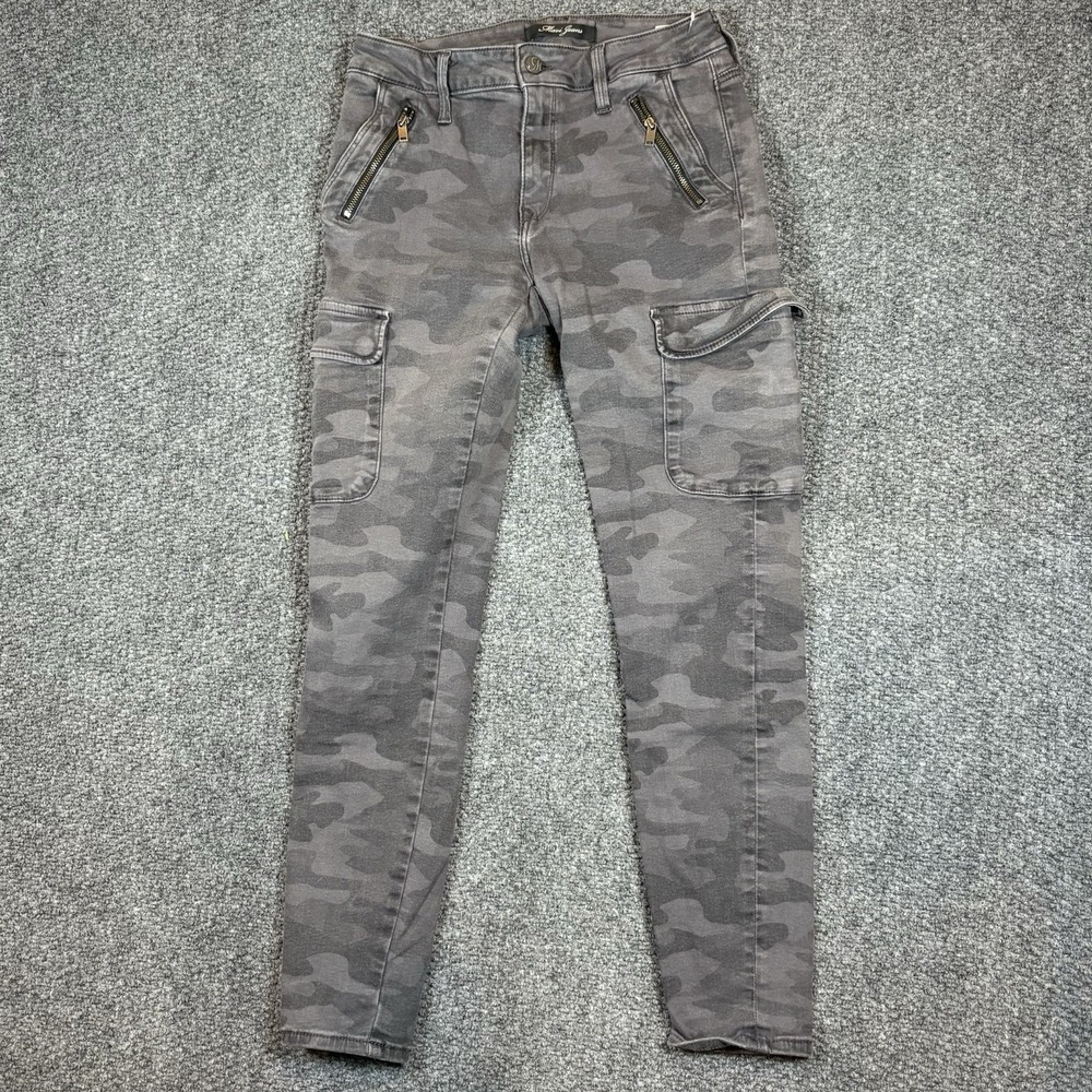 Mavi Jeans Juliette Pants Womens 27 Gray Camo Mid Rise Skinny Cargo Stretch